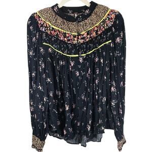 Free‎ People Floral Palaloma Button Down Pleated Yoke Top
